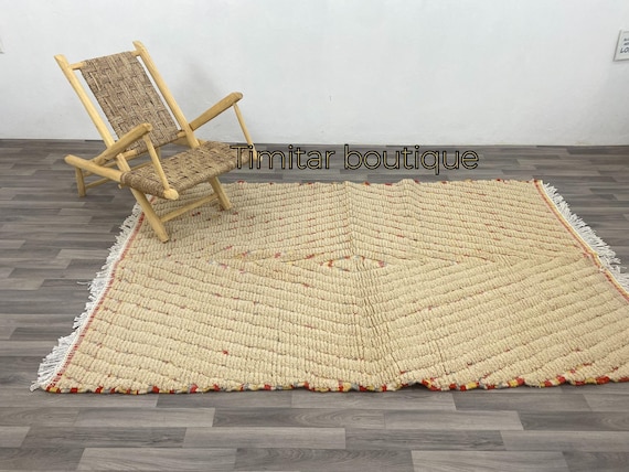 Moroccan Handmade rug ,Beni ourain style Morocco wool Berber Rug, modern rug, Hand woven rug, Azilal Berber style - white Rug Morocco