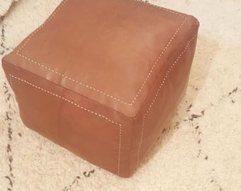 leather pouf,moroccan handcrafted leather pouf, ottoman leather pouf