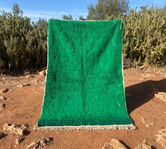 Green rug Hand Woven - Soft Green rug For living room - Custom All Sizes rugs - Green and Pink rug - Abstract Plain rug - Tapis Berber .