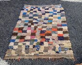 vintage unique Moroccan boucherouite rug_vintage boujad rug_wool rug_ handmade rug_lulticolor rug