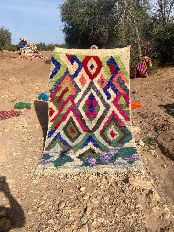 Realistic Moroccan rug, handmade rug, Berber carpet, colorful Moroccan replica Rug-Custom Fabulous Moroccan Rug from boujaad