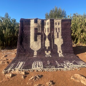 Handmade Moroccan Rug - Black and Off-White Berber Rug- Large moroccan carpet For Livimg Room