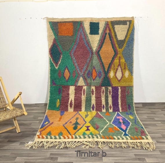 GORGEOUS BENIOURAIN CARPET, Moroccan Handmade Rug, Blue Rug, Living Room Rug, Handmade Wool Carpet, Azilal Berber Rug, Handwoven Rug