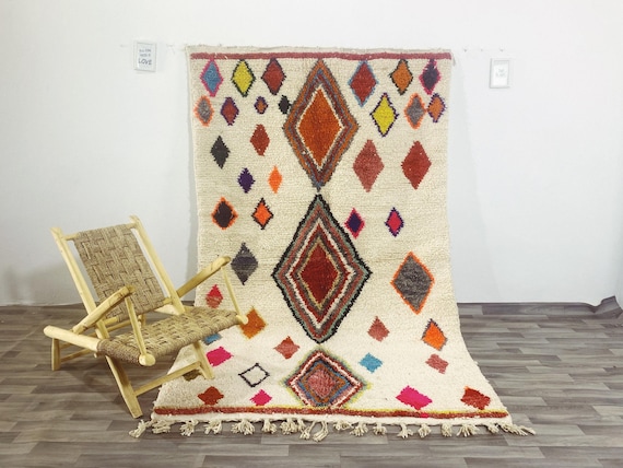 WONDERFUL Beni Ourain Rug, Handmade Rug, Custom All Size Rug, Wool Blue Rug, White And Blue Rug, Moroccan Rug, Berber rug