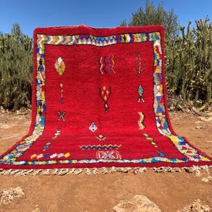 Beni ourain rug, Authentic Moroccan rug, Berber Red carpet, Genuine Wool rug, Handmade rug, Beni ourain style, Area tapis berbere,Teppich