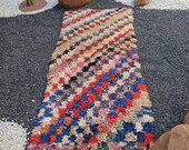 vintage unique Moroccan boucherouite rug_vintage boujad rug_wool rug_ handmade rug_lulticolor rug