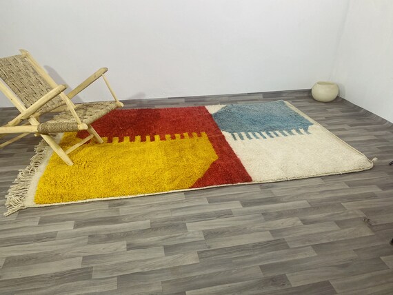 Handwoven Moroccan Rug, Colorful Berber Carpet, Boujaad Area Rug, Colorful Morocco Rug, Berber Wool Rug