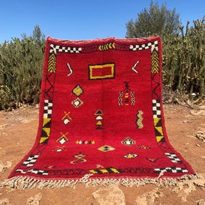 Red Vintage Rug 8x10, Moroccan Rug 8x10, Gift Heriz Red Rugs 8x10, Gift Oriental Area
