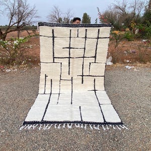 Beni ourain rug, Moroccan rug, Berber carpet, Cream Wool rug, Handmade rug, White Beni ourain style, Cream Area rug, Tapis berbere, Teppich.