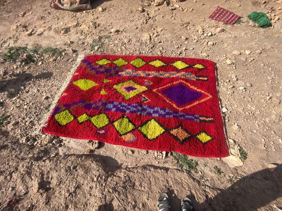 Red Berber Rug 6x10 Large Moroccan Bohemian Area Rug Stunning Handmade Soft Wool Rug Free Shipping