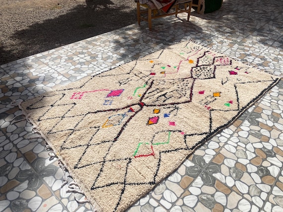 Large Moroccan Rug, Beni Ourain Colorful Rug, Checkered Rug, Custom Beni Ourain rug, Style Moroccan Rug, Custom rug