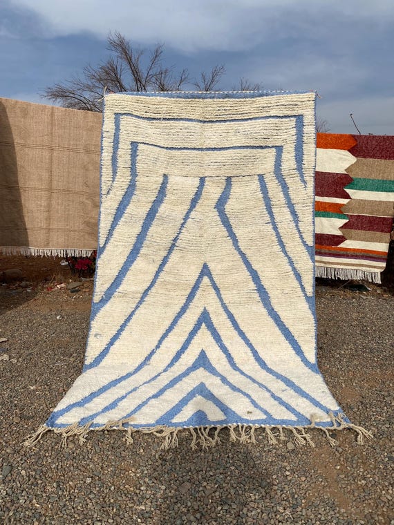 Moroccan rug minimalist striped design - Beni ourain rug - Handmade berber rug - Custom size rug - Wool area rug - Living room rug