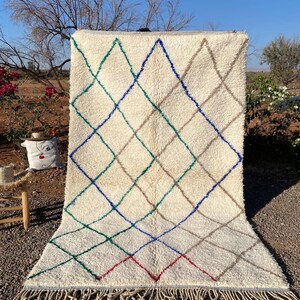 Moroccan Checkered rug - Handmade item-Morocco-Cheker Board -Beni Ourain carpet-Berber Rug-Wool Rugs