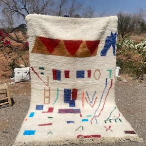 Modern Moroccan Rug - Berber Beni Ourain rug - Handmade Rug- Flatweave Area Rug - Handmade Wool Carpet