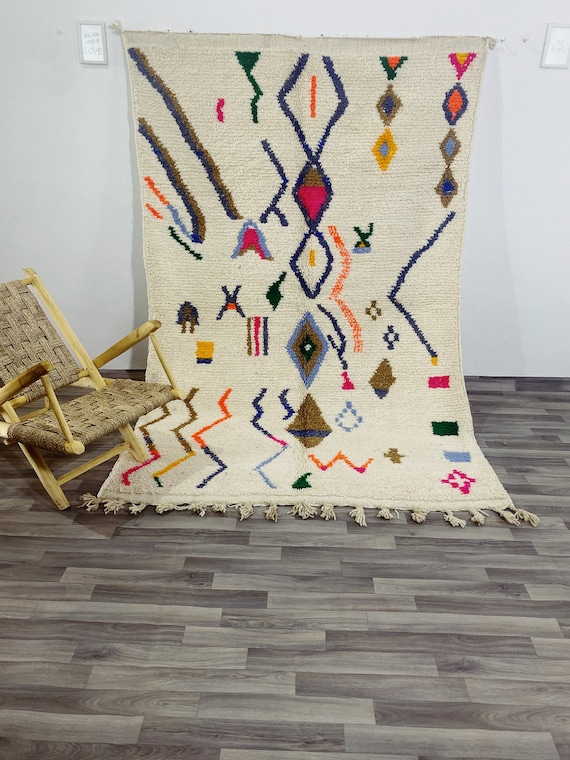 Moroccan rug hand knotted - Beni ourain rug - All wool berber rug - Custom rug - Handmade rug - Peach moroccan rug - Wool rug