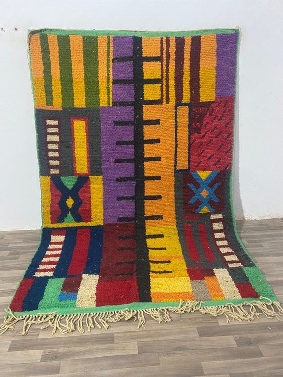 Custom Moroccan Beni Ourain Wool Rug: Colorful Berber Design