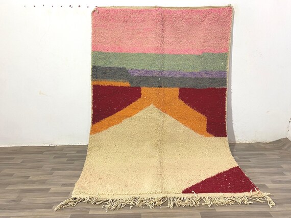 Amazing Multicolored Rug - Custom Fabulous Boujaad Rug - Beni Ourain Rug - Handmade Rug - Moroccan Berber Rug - Traditional Moroccan Carpet