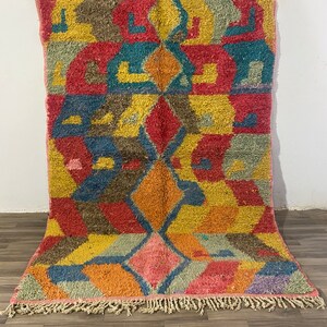 Costum Moroccan Colorful rug - Boujaad rug vintage - Handmade rug - Morocco rug - Genuine Lamb Wool rug -Hand knotted -Custom Moroccan Rug