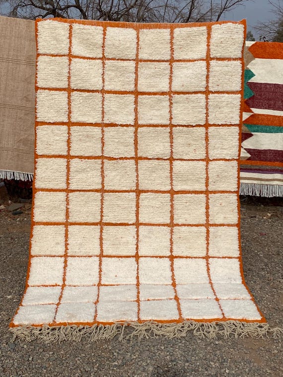 Moroccan rug minimalist striped design - Beni ourain rug - Handmade berber rug - Custom size rug - Wool area rug - Living room rug