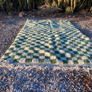 Moroccan Checkered Rug,Beni Ourain Morocco Rugs,Moroccan Handmade Checkered runner Rug, custom wool carpet