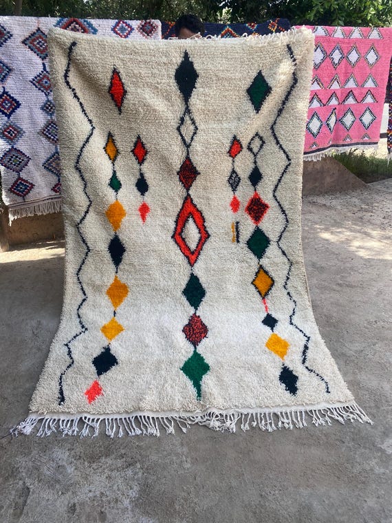 Amazigh handmade rug- Morocco area carpet - Beni ourain - Moroccan berber rugs-handmade rug-morocco carpet -moroccan wool rugs