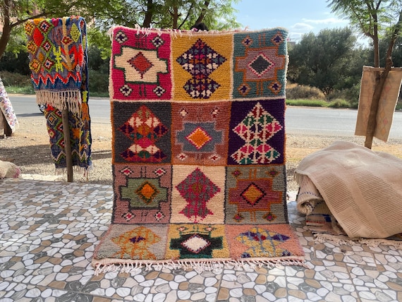 Moroccan Handmade rug ,Beni ourain style Morocco wool Berber Rug, modern rug, Hand woven rug, Azilal Berber style - white Rug Morocco