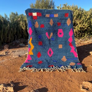 Blue Beni Ourain rug - New Berber design Hand-Knotted Moroccan wool rug - Berber carpet - Custom Morocco Rug,Light Blue Rug,Area Rug