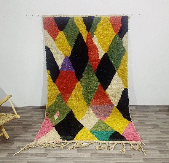 Checkered Moroccan Rug,Beni Ourain rug,Moroccan Rug,Wool Rug, Moroccan Handmade rug,Checkered runner rug, Colorful Checkered Rug,Custom rug