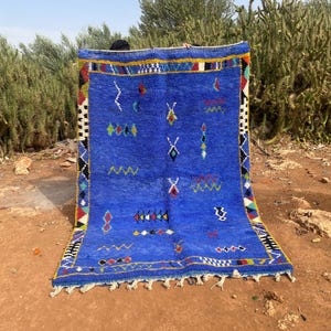 Beni Ourain Style - Blue rug - Berber blue carpet - Hand woven wool carpet ,Moroccan Rug ,Berber Design ,handnade rug,rug from morocco