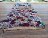 vintage unique Moroccan boucherouite rug_vintage boujad rug_wool rug_ handmade rug_lulticolor rug