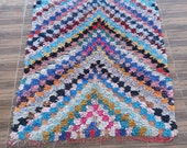 vintage unique Moroccan boucherouite rug_vintage boujad rug_wool rug_ handmade rug_lulticolor rug