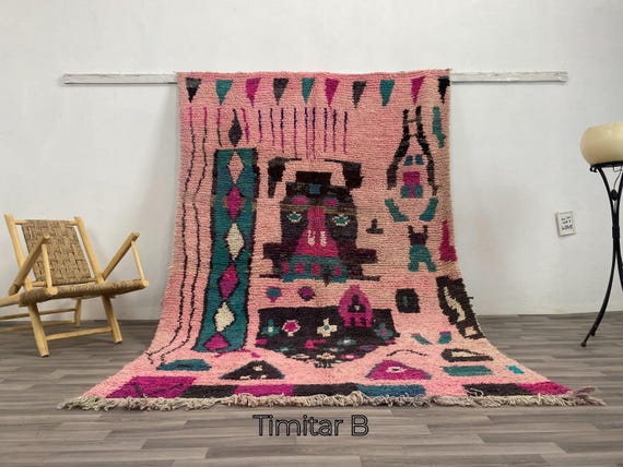 Authentic Moroccan Rug, Custom Fabulous Boujad Rug, Azilal rug, Abstract Multicolored Carpet,handmade Moroccan rug-Bohemian rug
