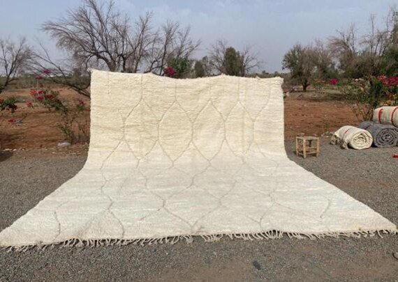 Custom Moroccan Beni Ourain Rug | Authentic Berber Handmade Wool Carpet | Large Size, Unique Design, Home Decor