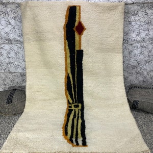 Handmade Beni ourain rug Authentic Geometric Design - Moroccan rug - Moroccan area rug - Custom wool rug  - Berber rug - Minimalist rug