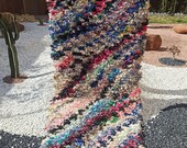 unique small Moroccan boucherouite rug_vintage boujad rug_wool rug_ handmade rug_lulticolor rug