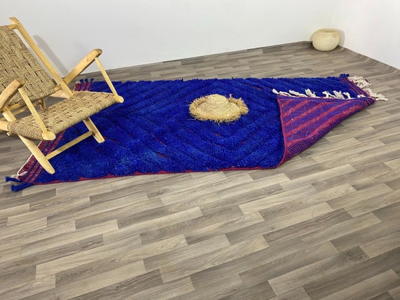 Moroccan rug blue - Berber rug - Custom Moroccan rug - Beni ourain rug - Handmade rug - Abstract Wool rug - blue rug - moroccan blue rug