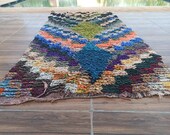 vintage unique Moroccan boucherouite rug_vintage boujad rug_wool rug_ handmade rug_lulticolor rug