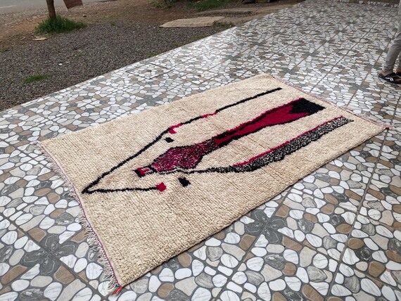 AMAZING BENI OURAIN Rug, Moroccan Rug, Royal Blue Rug, Abstract Rug, Handmade Rug, Handwoven Rug, Area Rug,Bohemian Rug,plain Wool Rug