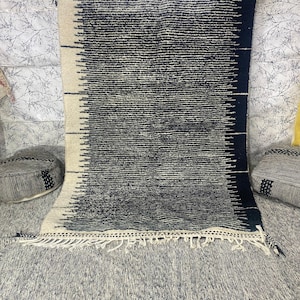 KILIM MOROCCAN RUG, Flat Area Rug, Handmade Rug, Black and White Rug, Custom Black Rug, Flatweave Kilim, Moroccan Rug, Black Rug, Plain Rug