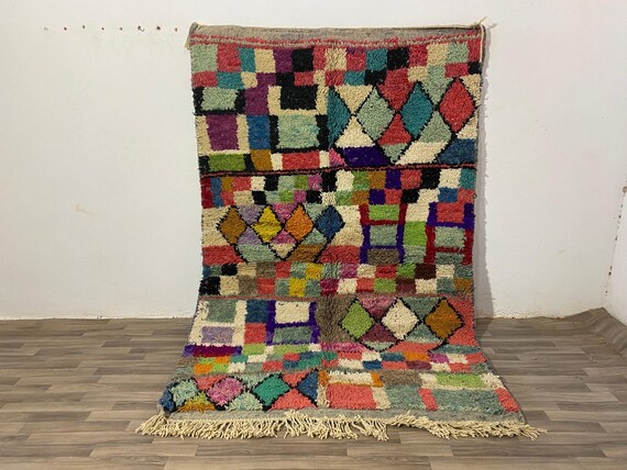 Amazing Multicolored Rug - Custom Fabulous Boujaad Rug - Beni Ourain Rug-Handmade Rug-Moroccan Berber Rug-Traditional Carpet