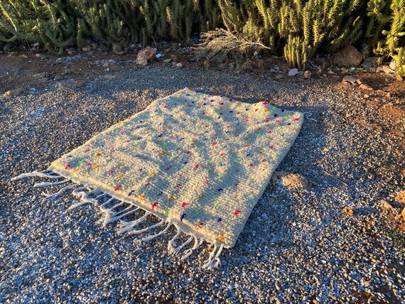 Abstract AZILAL Moroccan Rug | Handmade Berber Carpet | Custom Fabulous Boujaad-Boho Design | Soft Colors for Cozy Homes