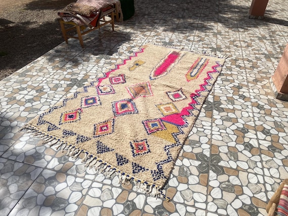 Custom Fabulous Boujad Rug, Authentic Moroccan Rug, Azilal rug, Abstract Multicolored Carpet, Handmade Moroccan Rug, Bohemian rug