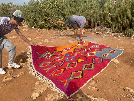 Amazing Multicolored Rug - Custom Fabulous Boujaad Rug - Beni Ourain Rug - Handmade Rug - Moroccan Berber Rug - Traditional Moroccan Carpet