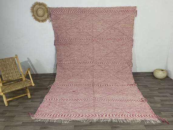 Moroccan Kilim Rug, Moroccan Area Rug, Berber Wool rug, Moroccan Flatweave Rug, Zanafi Rug Style, Moroccan Handwoven rug