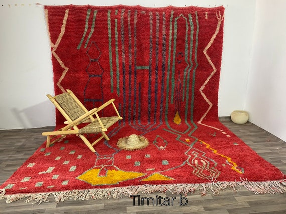 Custom Red rug - Traditional Moroccan rug - Moroccan Vintage rug - Rug for living room - Tapis Berber