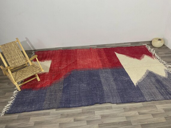 Colorful Moroccan kilim Rug - Handmade Wool Berber Carpet - Boho Tribal Decor - Custom moroccan rug - Wool rug - Moroccan area rug