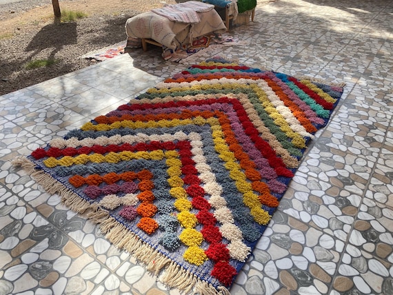 Berber Moroccan Rug, Wool Beni Ourain Rug, Stripped Morrocan Rug, Shag Area rug, Morrocan Rugs for Living Room, Modern Plush Shag Wool Rugs