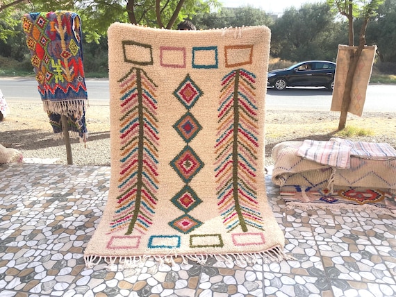 Amazing Multicolored Rug - Custom Fabulous Boujaad Rug - Beni Ourain Rug - Handmade Rug - Moroccan Berber Rug - Traditional Moroccan Carpet