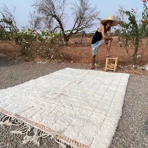 Beni ourain rug, Moroccan rug, Berber carpet, Cream Wool rug, Handmade rug,white beni ourain style-cream area rug-tapis berbere-teppich
