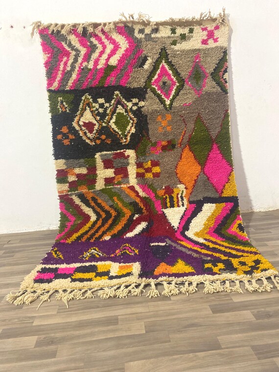 Custom Fabulous Boujad Rug, Authentic Moroccan Rug, Azilal rug, Abstract Multicolored Carpet, Handmade Moroccan Rug, Bohemian rug